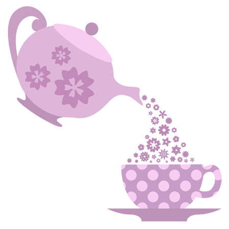 Pouring tea. Vector illustrationのイラスト素材