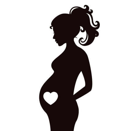 Pregnant woman. Vector silhouetteのイラスト素材