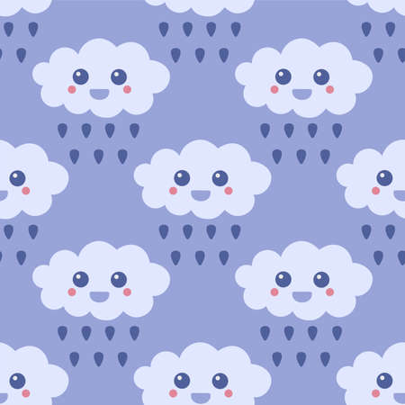 Rainy weather. Cute cartoon wallpaperのイラスト素材