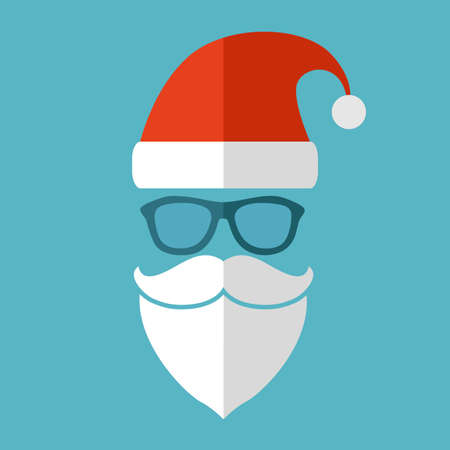 Hat, beard and glasses. Santa Claus flat iconのイラスト素材