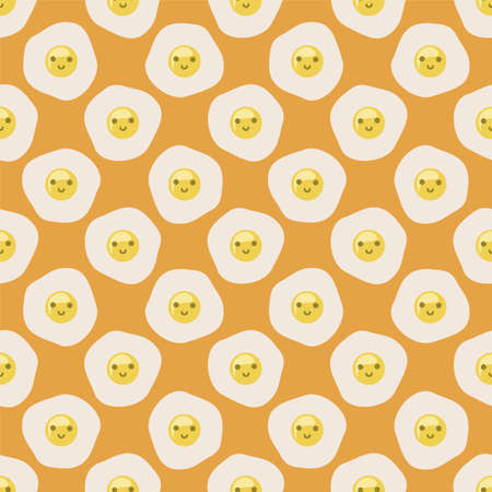 Scrambled smiling eggs. Seamless patternのイラスト素材