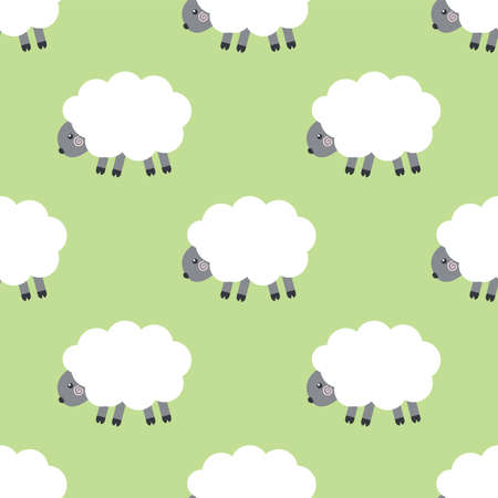 Sheep pattern. Cartoon seamless wallpaperのイラスト素材