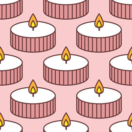 Small cartoon candles. Seamless vector patternのイラスト素材