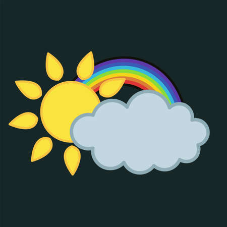 Sun, cloud and rainbow. Vector cartoon iconのイラスト素材