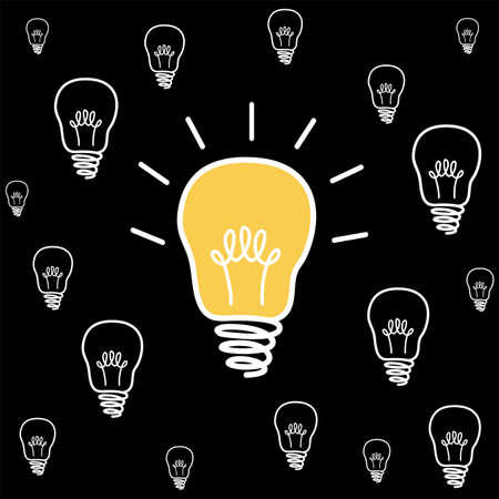 Cartoon light bulbs. Vector illustrationのイラスト素材