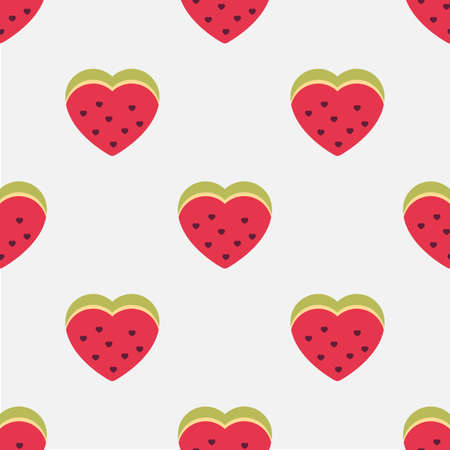 Watermelon heart. Seamless cartoon wallpaper
