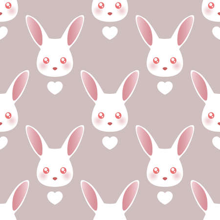 White rabbit. Cartoon seamless patternのイラスト素材