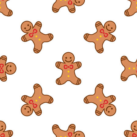 Cartoon cookie man. Seamless vector pattern