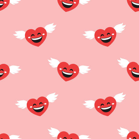 Flying heart. Seamless vector patternのイラスト素材