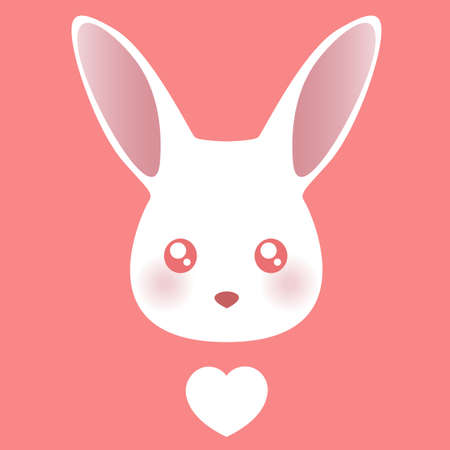 White rabbit. Vector card and illustrationのイラスト素材