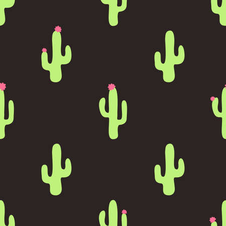Cartoon cactus. Seamless vector patternのイラスト素材