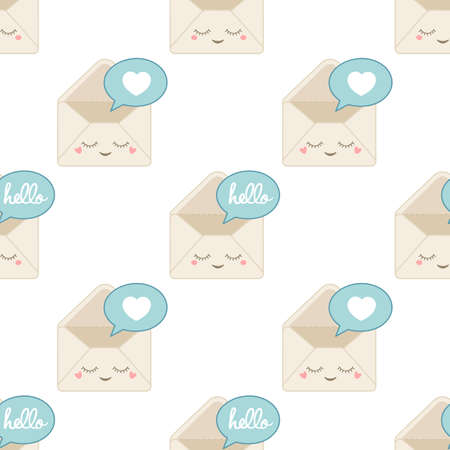 Cute cartoon letters. Seamless vector patternのイラスト素材