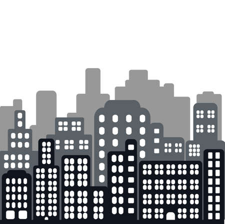 Seamless vector illustration of city in flat styleのイラスト素材