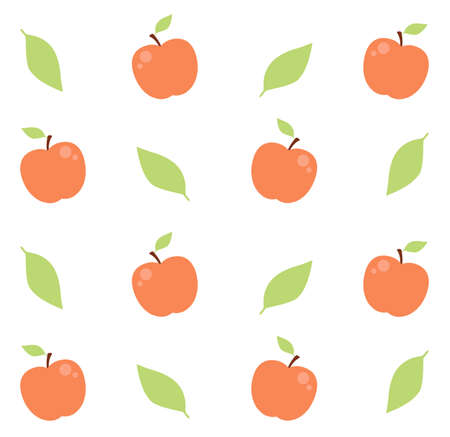 seamless vector pattern with apples and leavesのイラスト素材