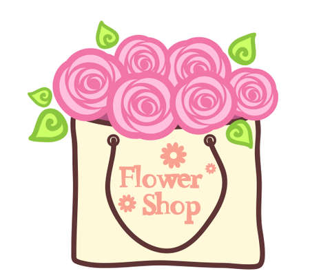 Abstract roses in a kraft package. Flower shop. Vector designのイラスト素材