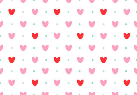 Seamless lovely pattern of hearts. Vector holiday texture in contrast colorsのイラスト素材