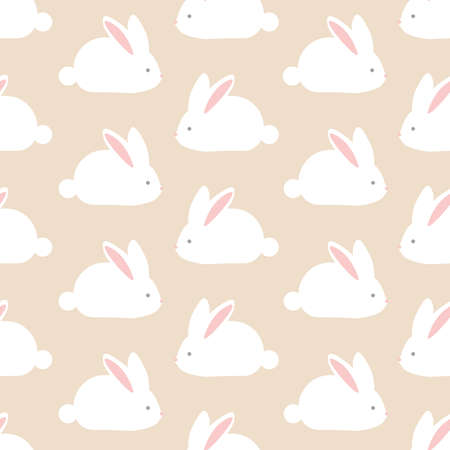 Seamless pattern with cute white rabbitsのイラスト素材