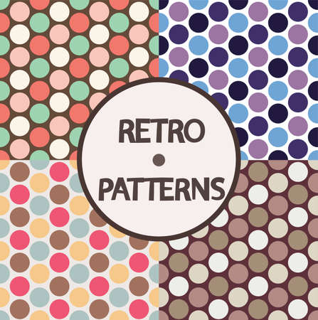 4 seamless retro patternsのイラスト素材