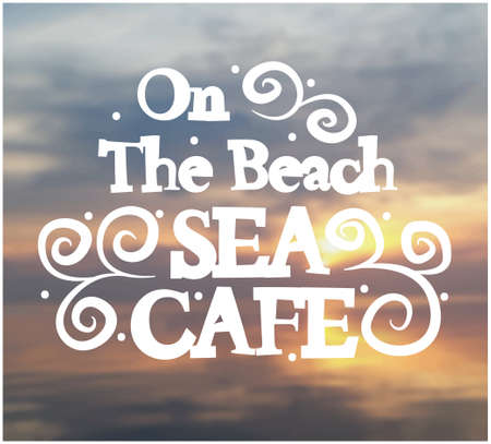 Vector summer menu on a blurred background. On the Beach Sea Cafe.のイラスト素材