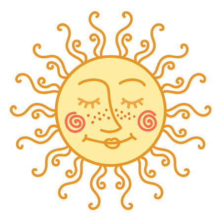 Cute vector doodle sunのイラスト素材