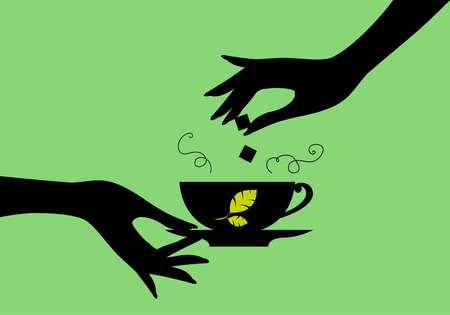 Tea design over green background. Vector illustrationのイラスト素材