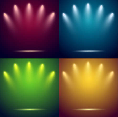 Spotlights & empty stages. Four backgroundsのイラスト素材