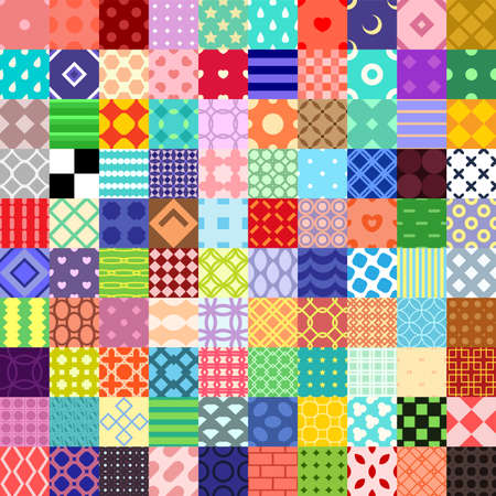 100 cartoon vector seamless patternsのイラスト素材