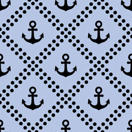 Vector seamless pattern with anchors.のイラスト素材