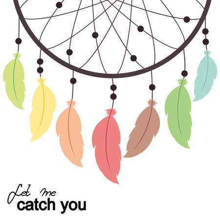 Let me catch you. Vector illustration with dreamcatcher.のイラスト素材