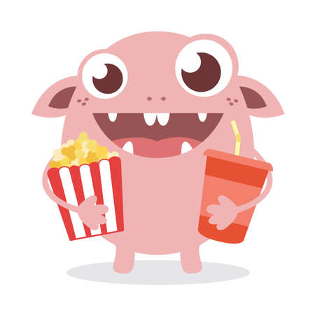 Cartoon monster with popcornのイラスト素材