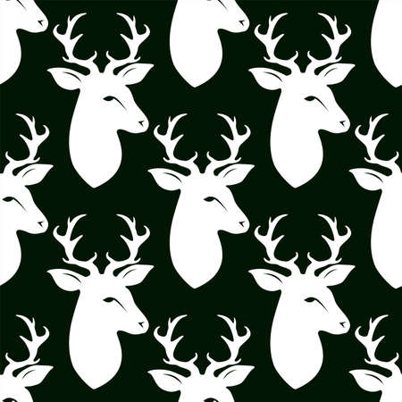 Deer head with horns. Seamless vector patternのイラスト素材