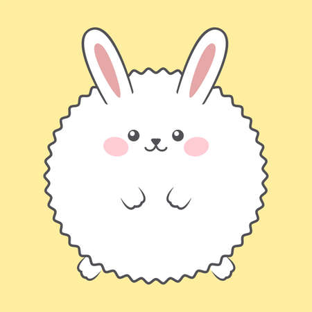 Cute fluffy rabbit cartoon animal.のイラスト素材