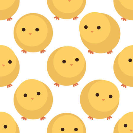 Little chicken. Seamless vector pattern. White backgroundのイラスト素材