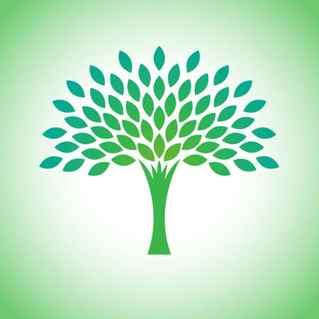 Stylized vector eco tree logo. Vector tree logotype for gardening and environment concepts. Eco logo, vectorのイラスト素材