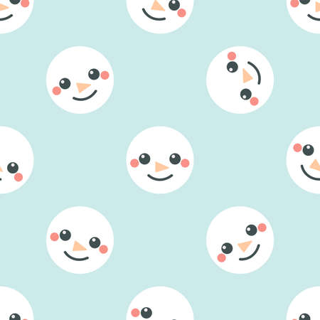 Snowman face. Seamless vector patternのイラスト素材