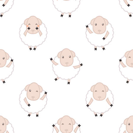 Dancing sheep. Seamless vector patternのイラスト素材