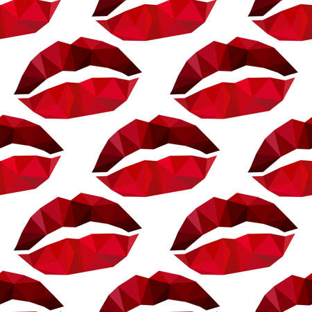Polygonal lips. Vector icon. Fashion style. Seamless vector patternのイラスト素材