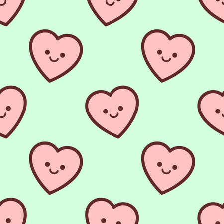Hearts with smile. Seamless vector patternのイラスト素材
