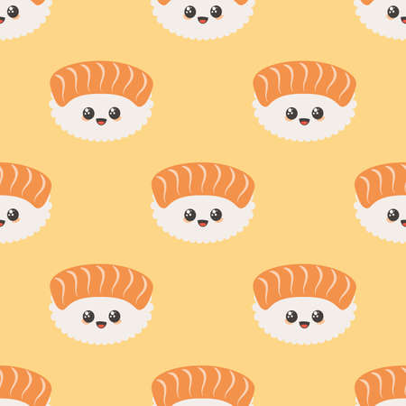 Sushi. Seamless vector pattern Cartoon style.のイラスト素材