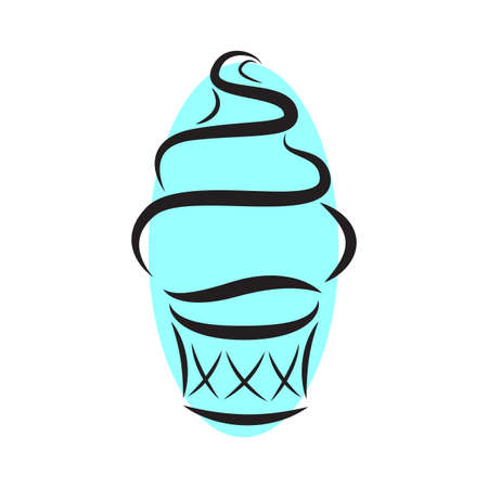  Ice cream logo isolated on white background. Line art vector design.のイラスト素材