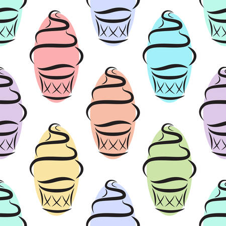 Ice cream logo Seamless vector pattern.のイラスト素材