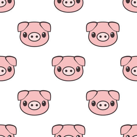 Cartoon pig face. Seamless vector pattern.のイラスト素材