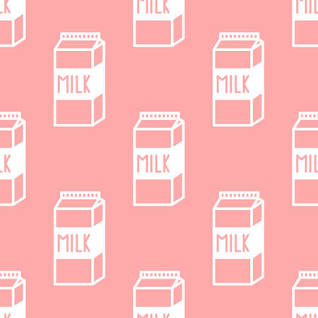 Cartoon seamless pattern with milk in paper bottles. Vector background in doodle style.のイラスト素材