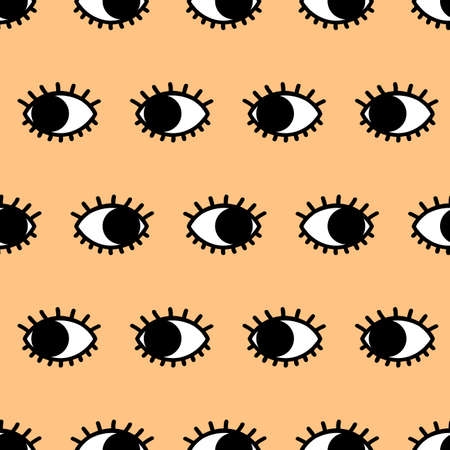 Black eyes. Seamless vector pattern. Doodle styleのイラスト素材