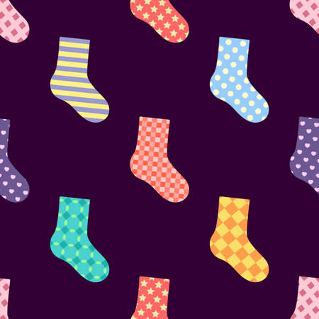 Cartoon socks. Seamless vector patternのイラスト素材