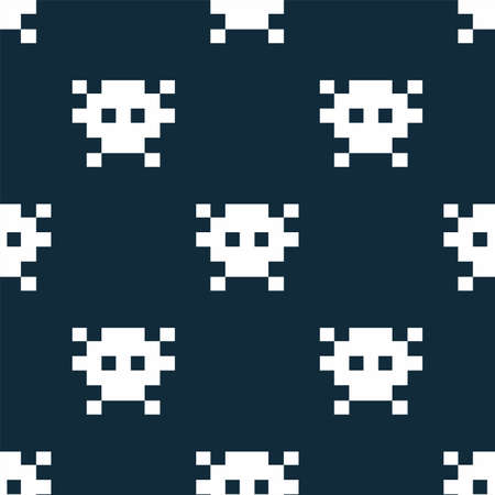 Pixel skull Seamless vector patternのイラスト素材