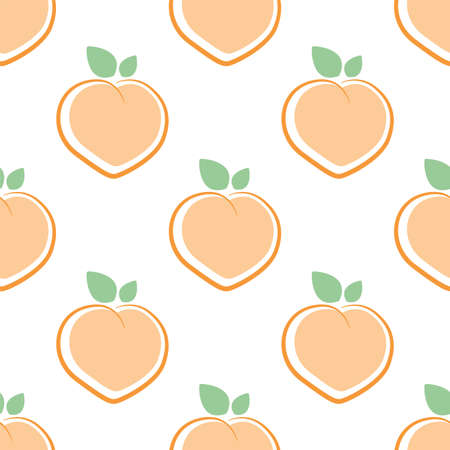 Peach isolated on white. Seamless vector pattern