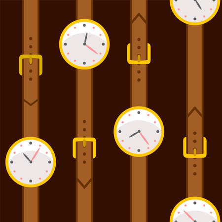 Hand clock. Seamless vector pattern. Cartoon styleのイラスト素材