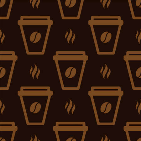 Cup of hot coffee. Seamless vector patternのイラスト素材