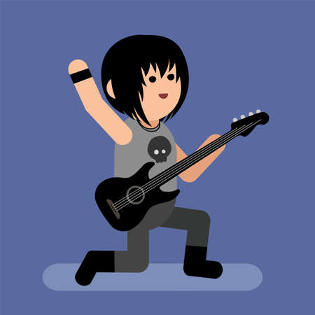 Rock star. Cartoon vector illustration. Flat styleのイラスト素材